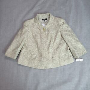Talbots Jacket Womens Sz 8P Cream Gold Metallic Damask Church Lady Quiet Luxury